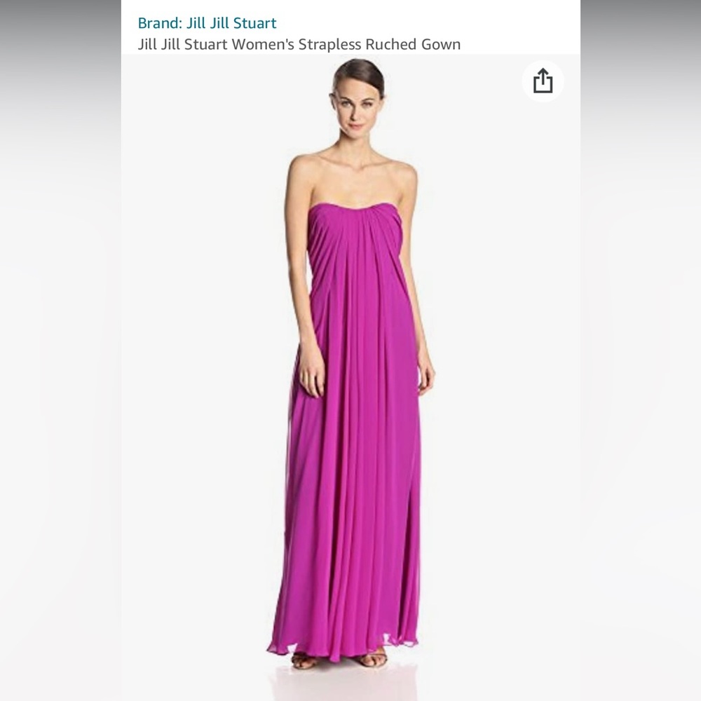 Jill Stuart Strapless Magenta Dress with train-like effect on back. New.